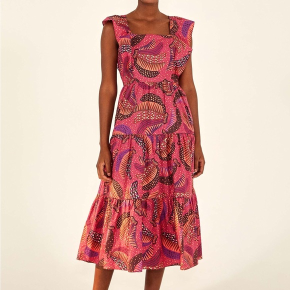 Farm Rio Pink Wild Bananas Midi Dress - Picture 6 of 7